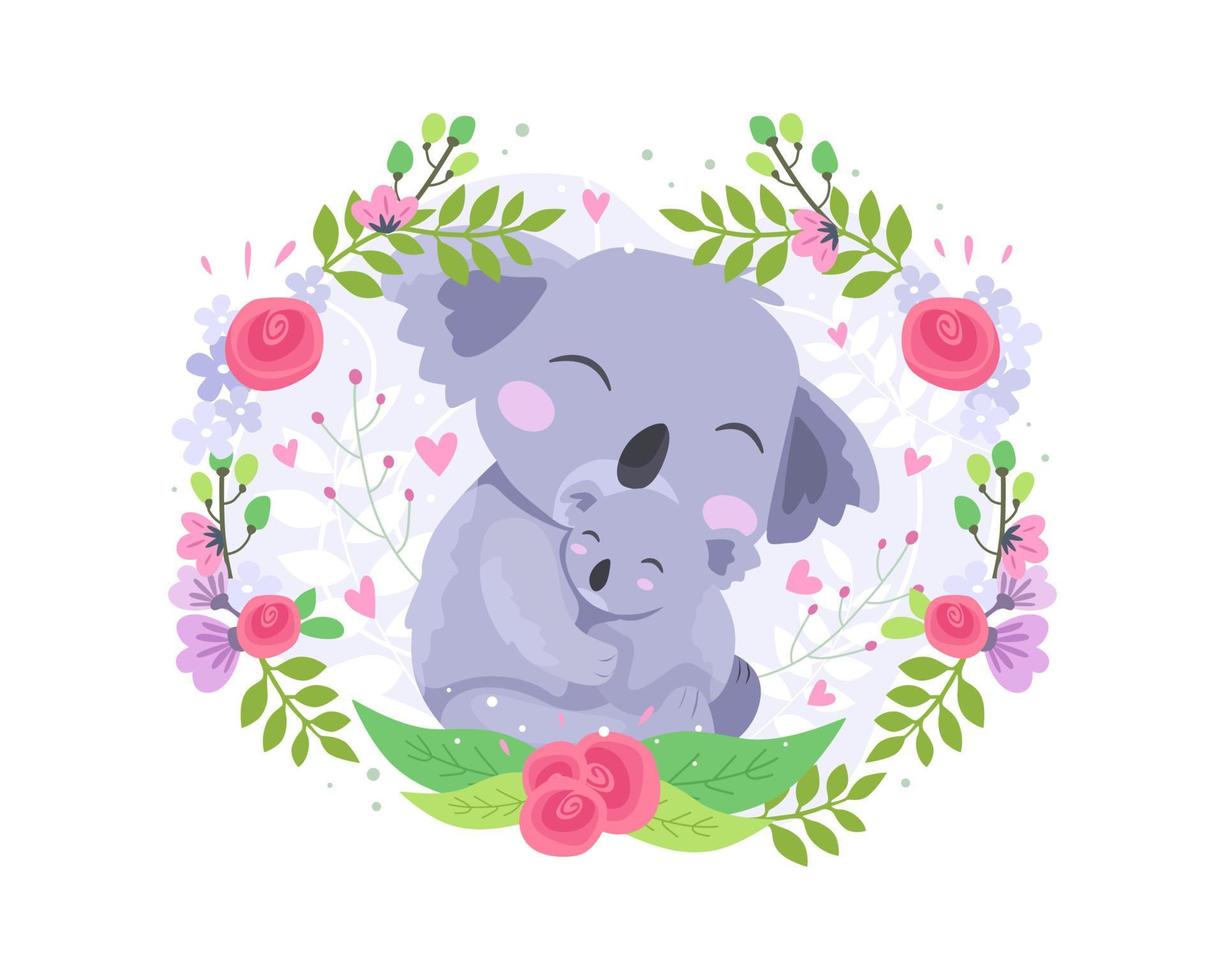 vektor illustration söt koala mamma och baby