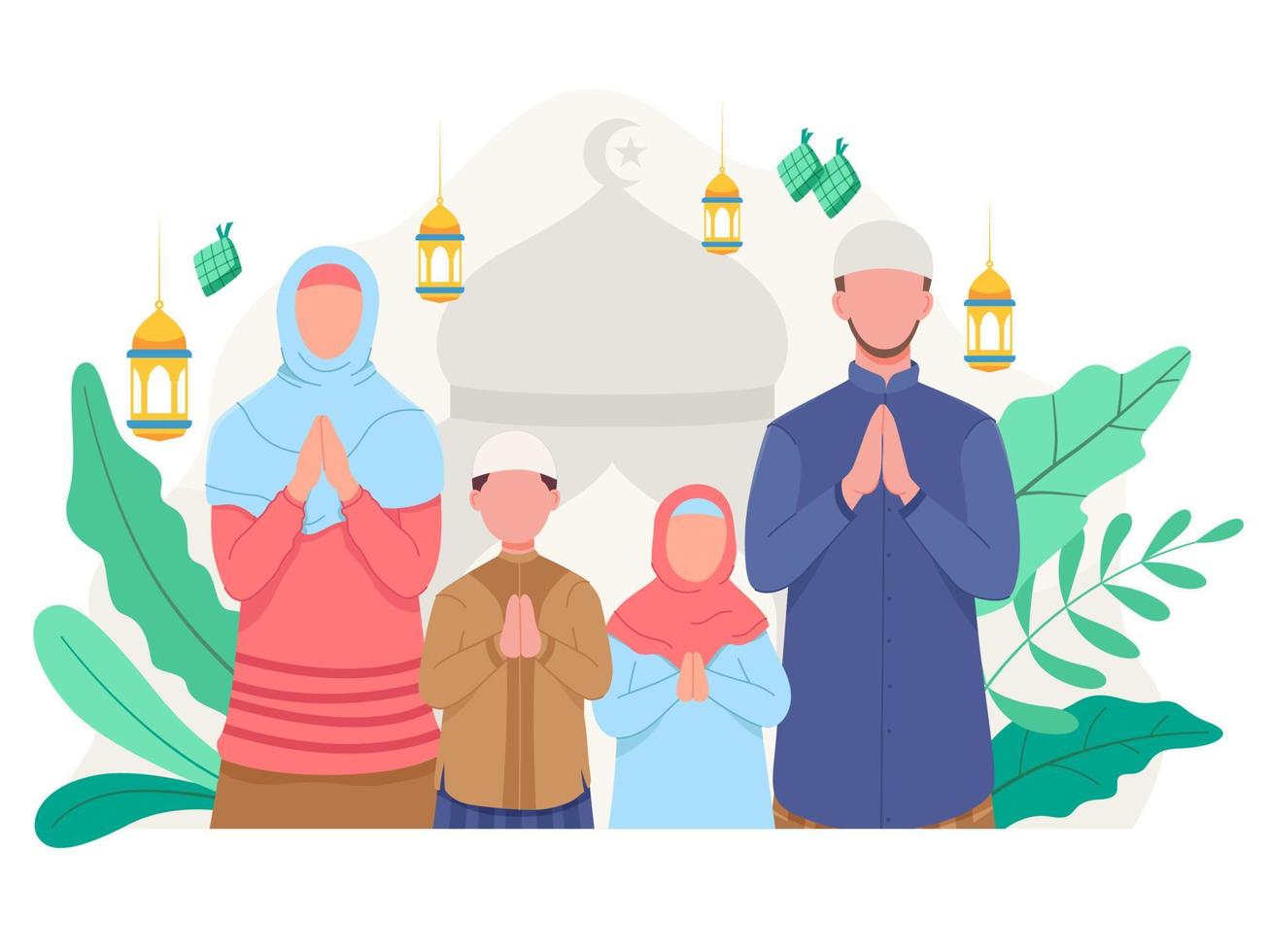 ramadan kareem und eid mubarak konzeptillustration vektor