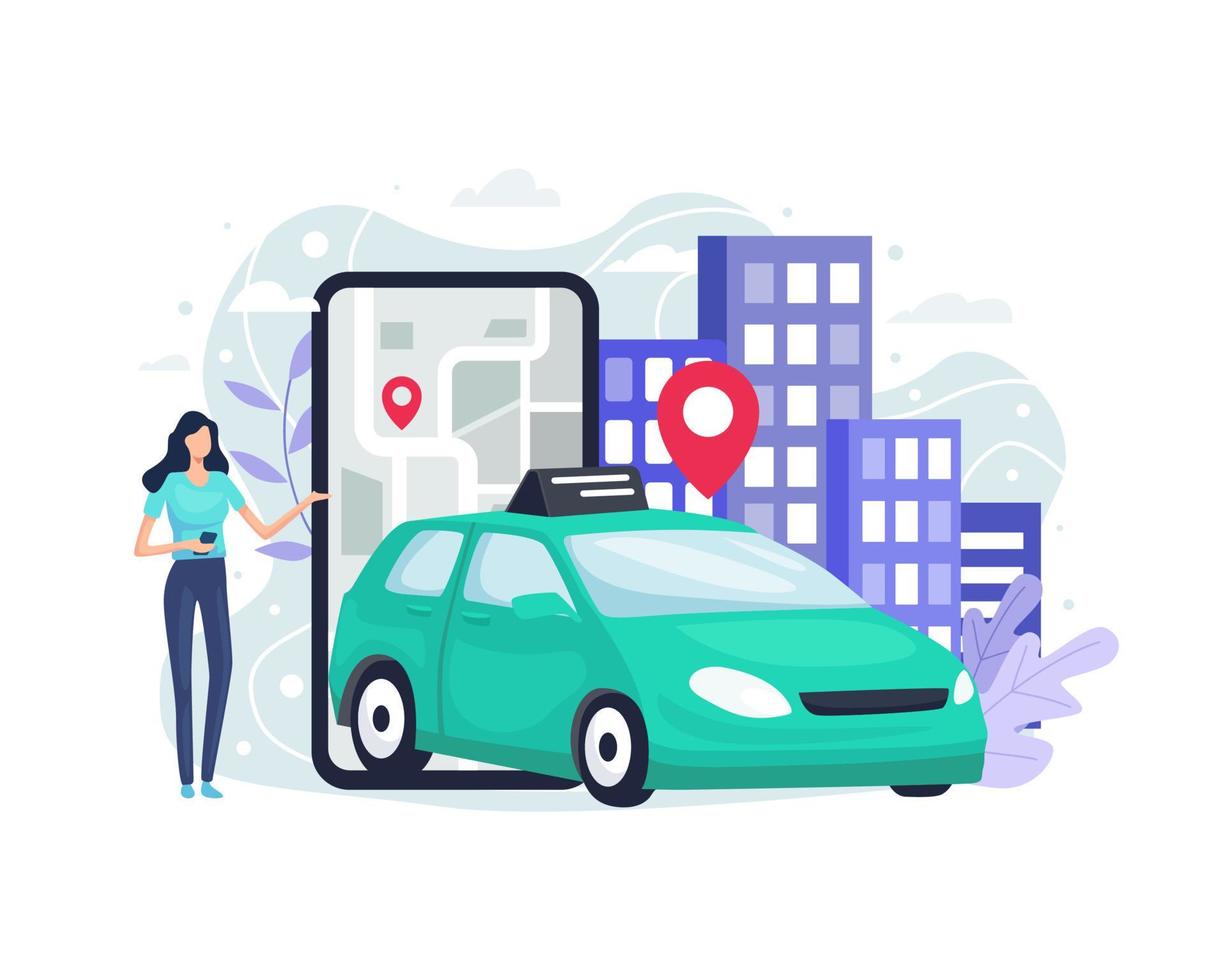 online-taxi oder car-sharing-illustration vektor