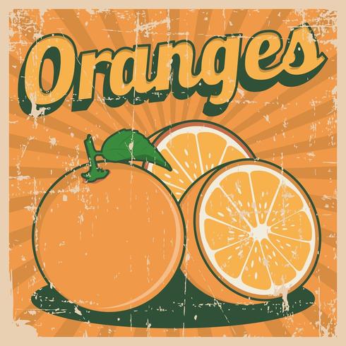 Orange apelsiner Vintage Retro Signage vektor