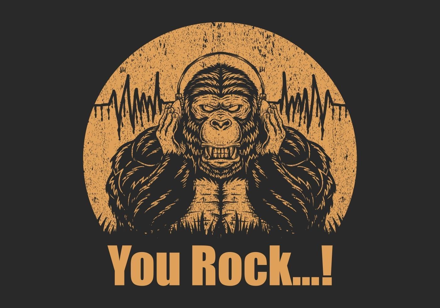 Gorilla hörlurar du rock illustration vektor