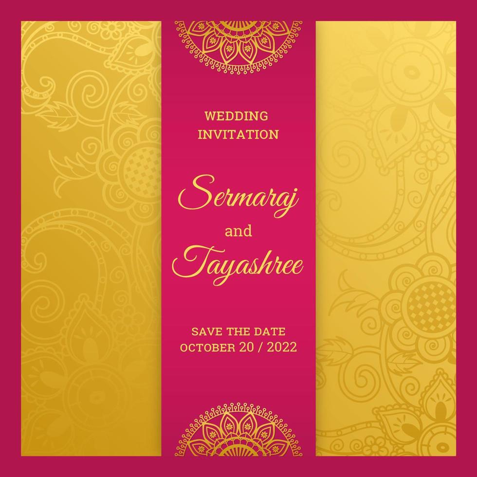 Königliche hinduistische Hochzeits-Karten-Schablone vektor