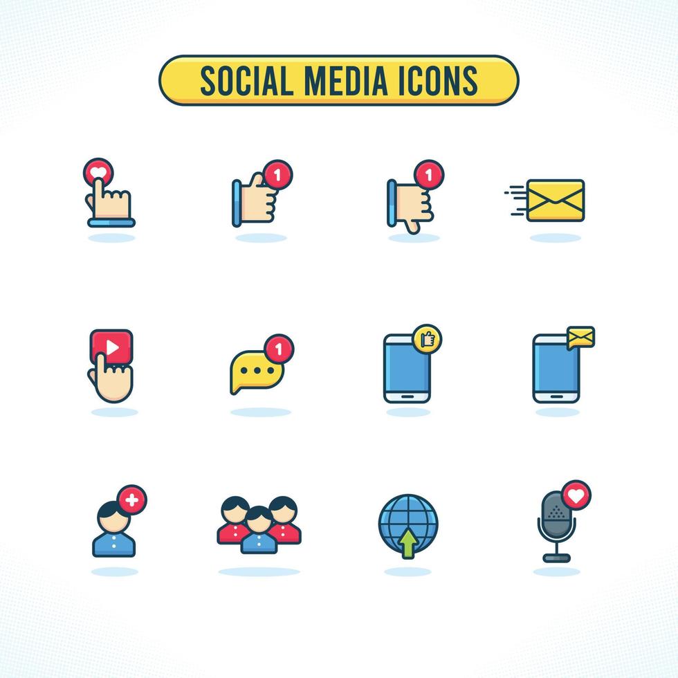 färg sociala medier ikonuppsättning vektor
