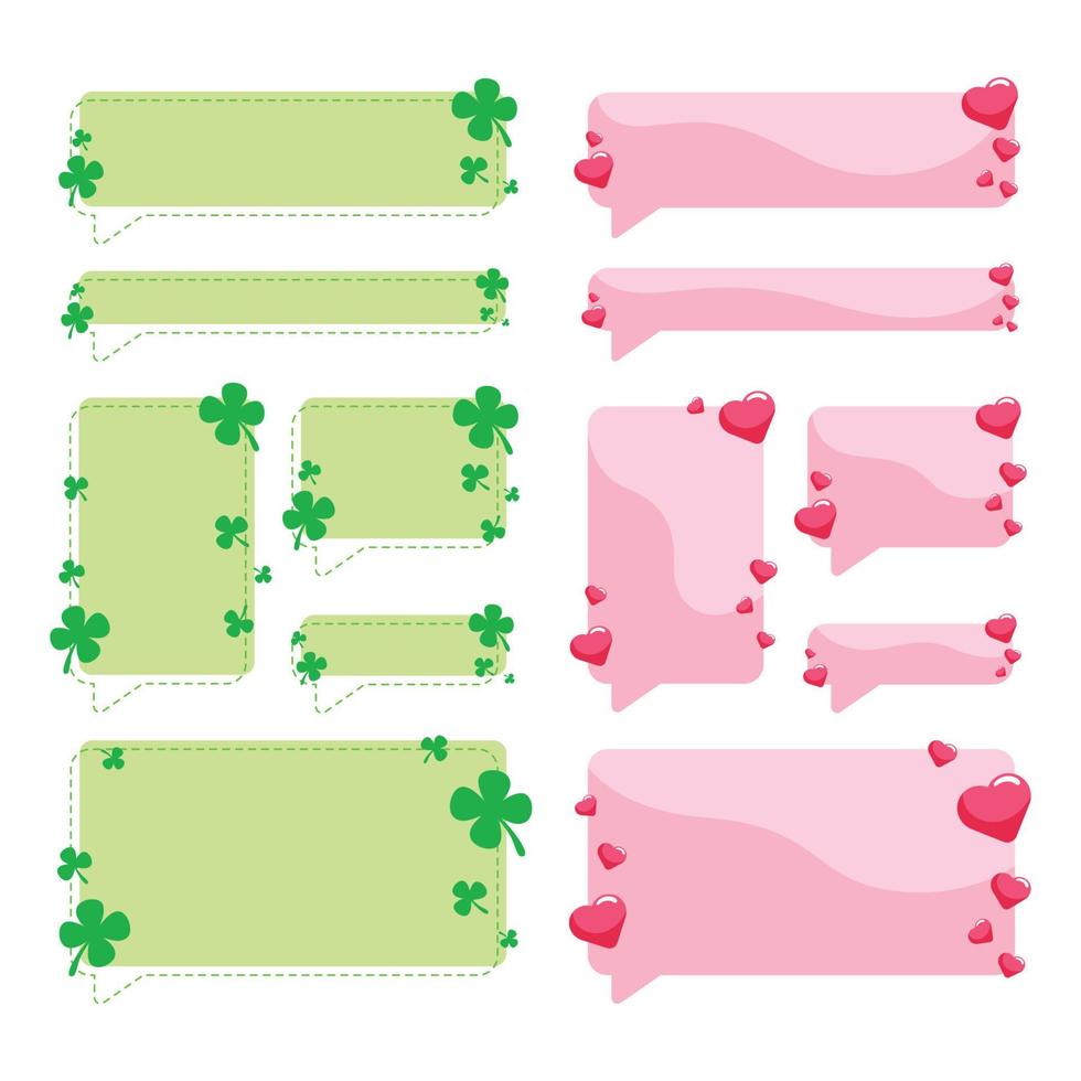 söt rosa och grön dekorativ mobil bubbelchattuppsättning vektor