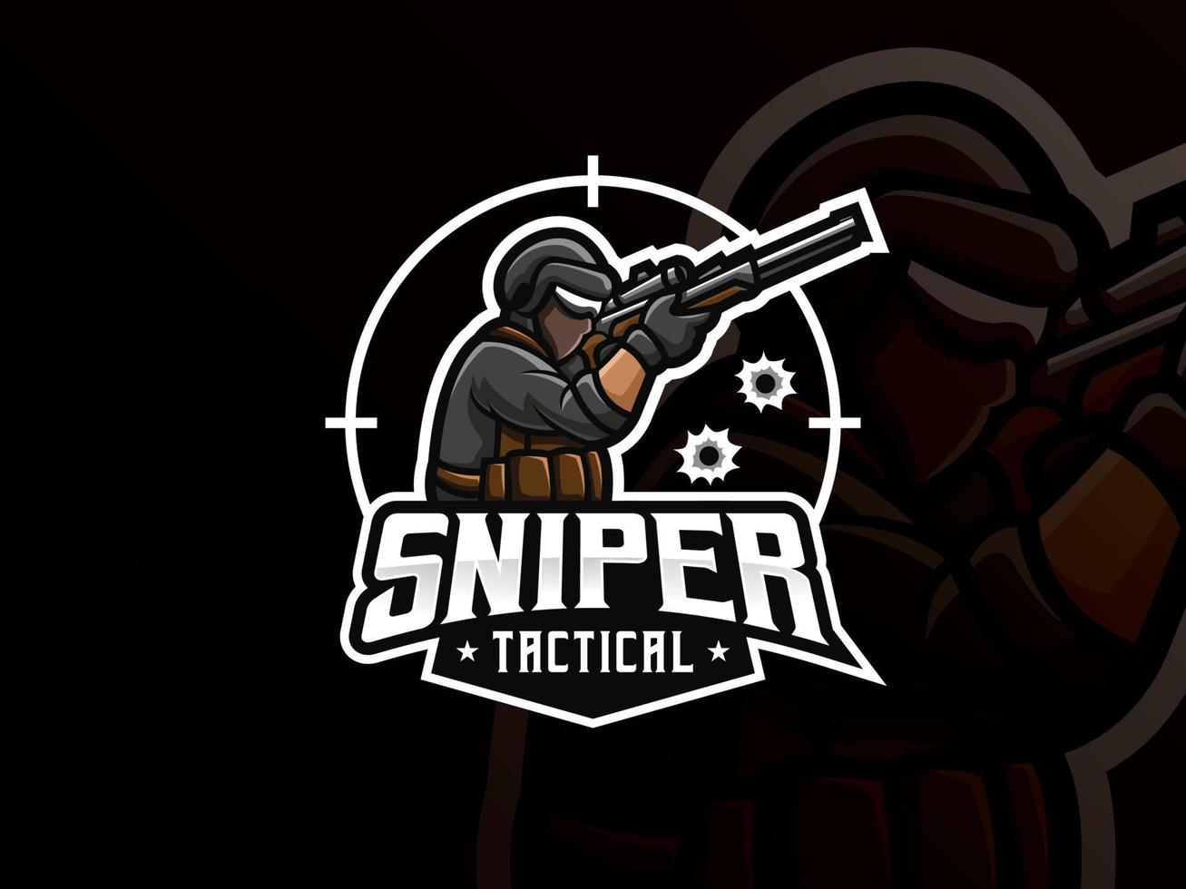 sniper maskot sport logotyp design vektor