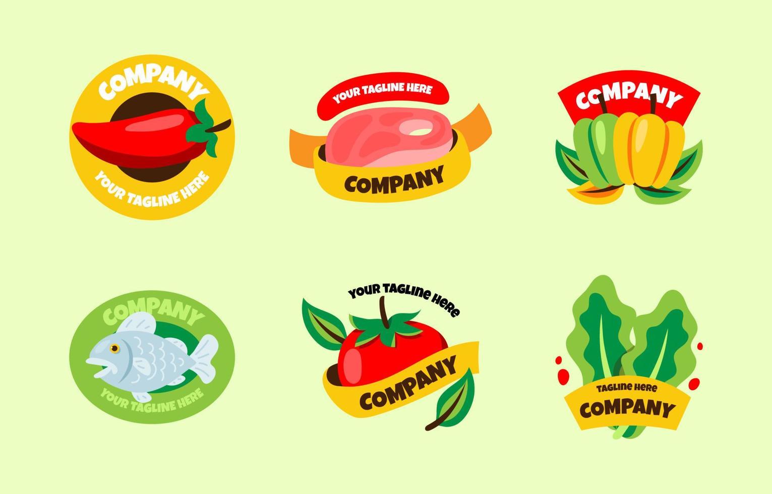 verspieltes Lebensmittelgeschäft-Logo-Paket vektor