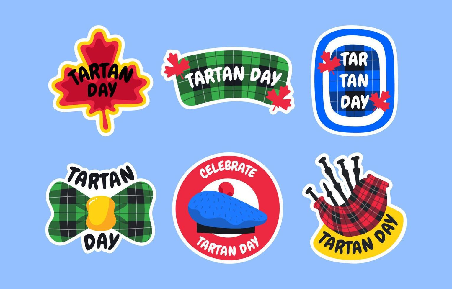 tartan dag klistermärke set vektor