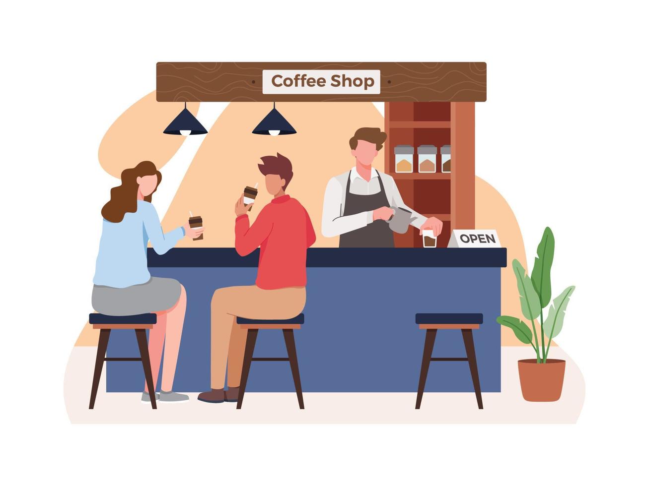 Coffee-Shop-Vektor-Illustration-Konzept vektor