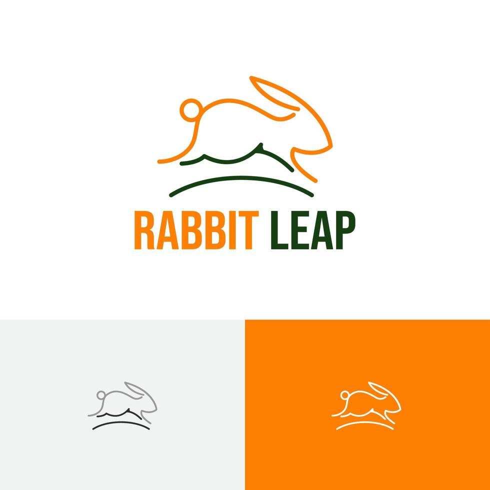 springa hoppa språng bunny kanin söta djur linje stil logotyp vektor