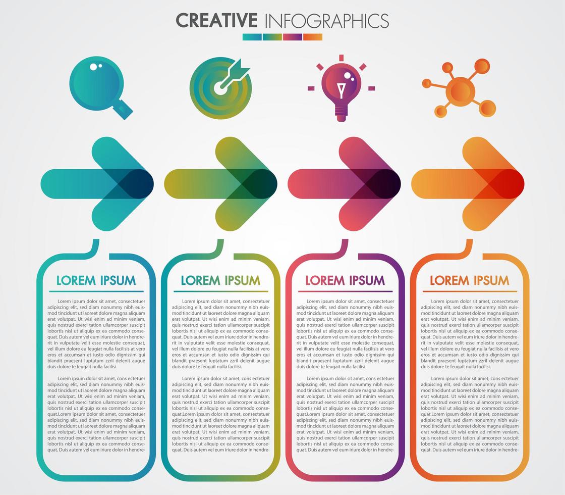 Pilar 4 steg tidslinje infografikmall steg för steg vektor