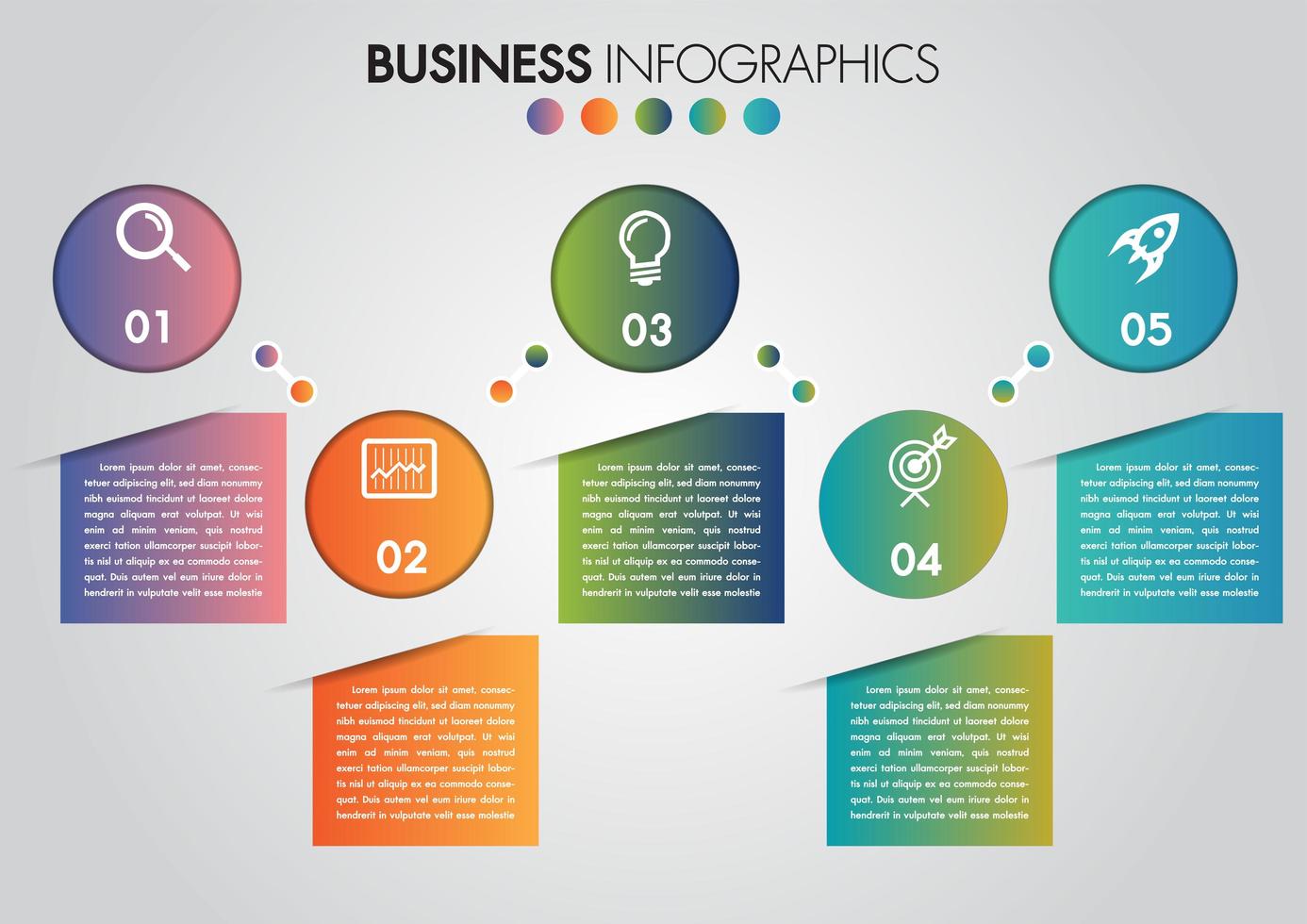 Business infographics cirkel 5 steg tidslinje med kopia utrymme vektor