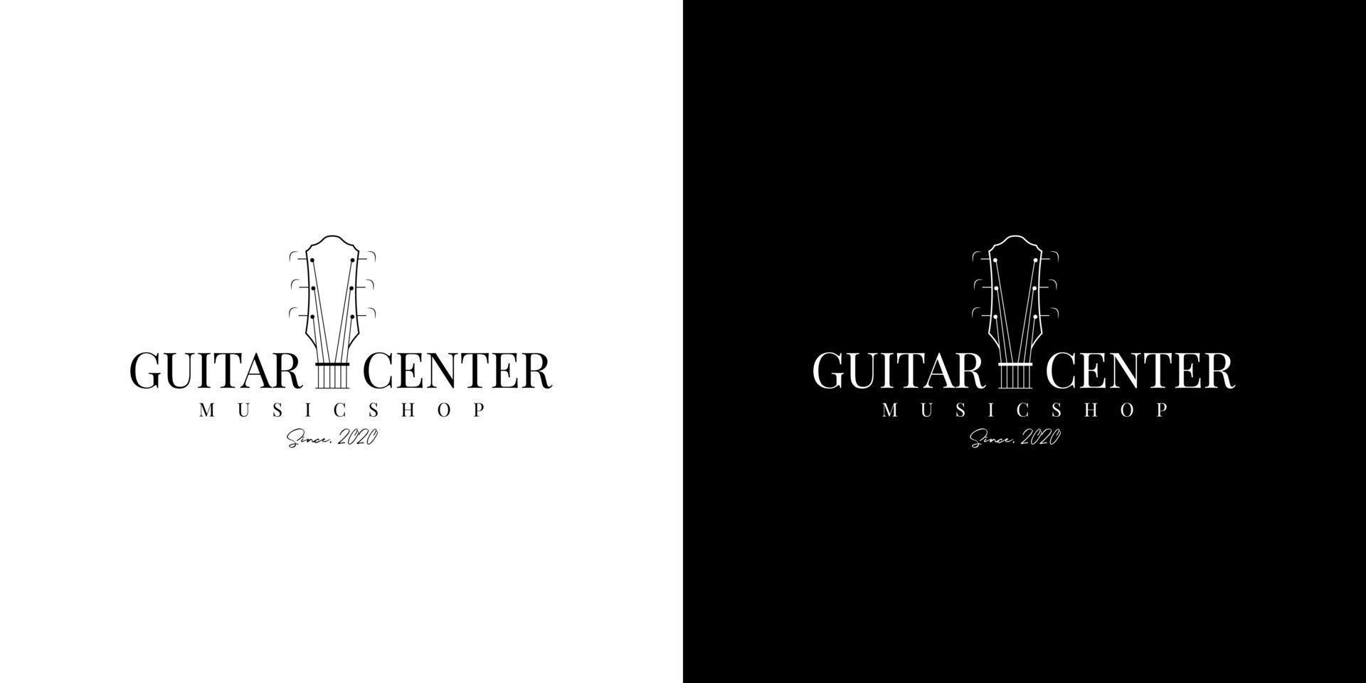 Gitarren-Shop-Label-Logo-Design-Vektor vektor