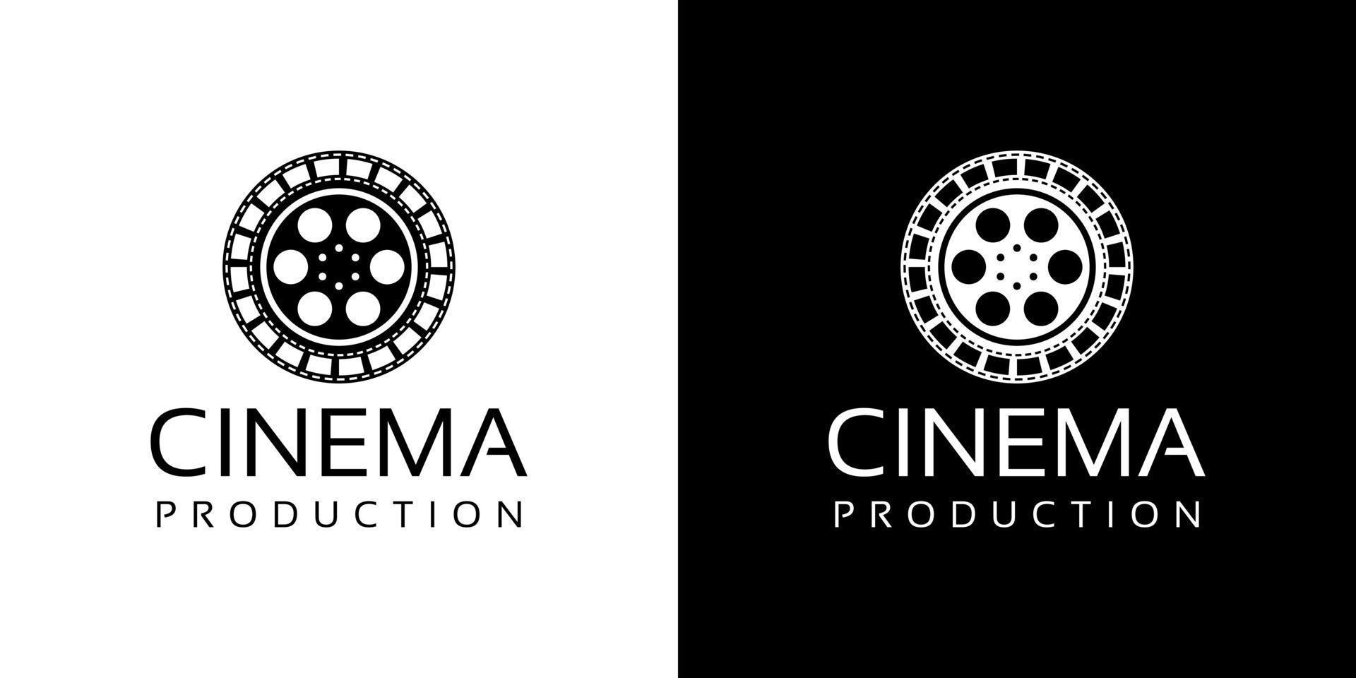 Kinofilm-Logo-Design mit alter Filmpatrone und Filmstreifen vektor