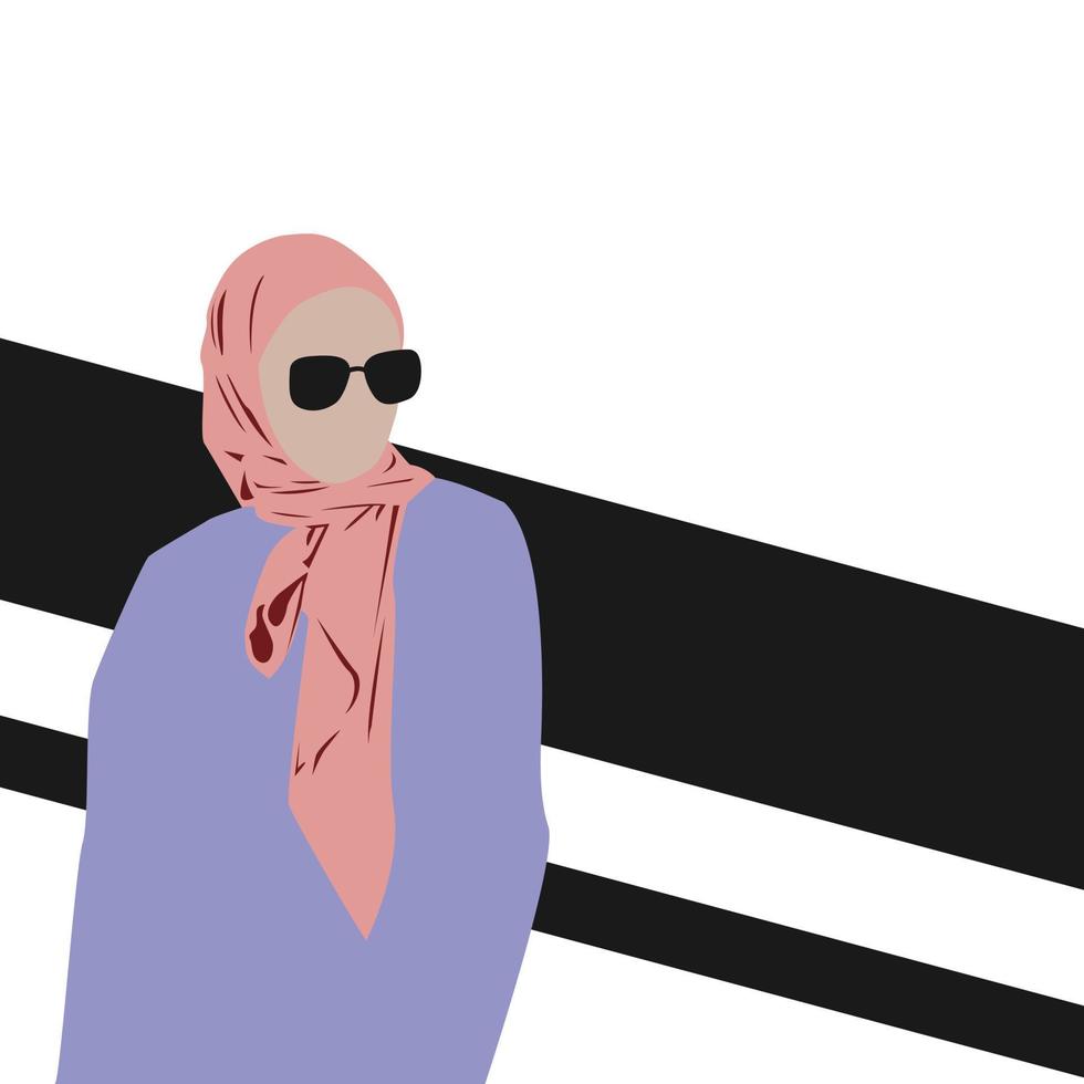 illustration der schönen muslimischen frau, die hijab und brille trägt. vektor