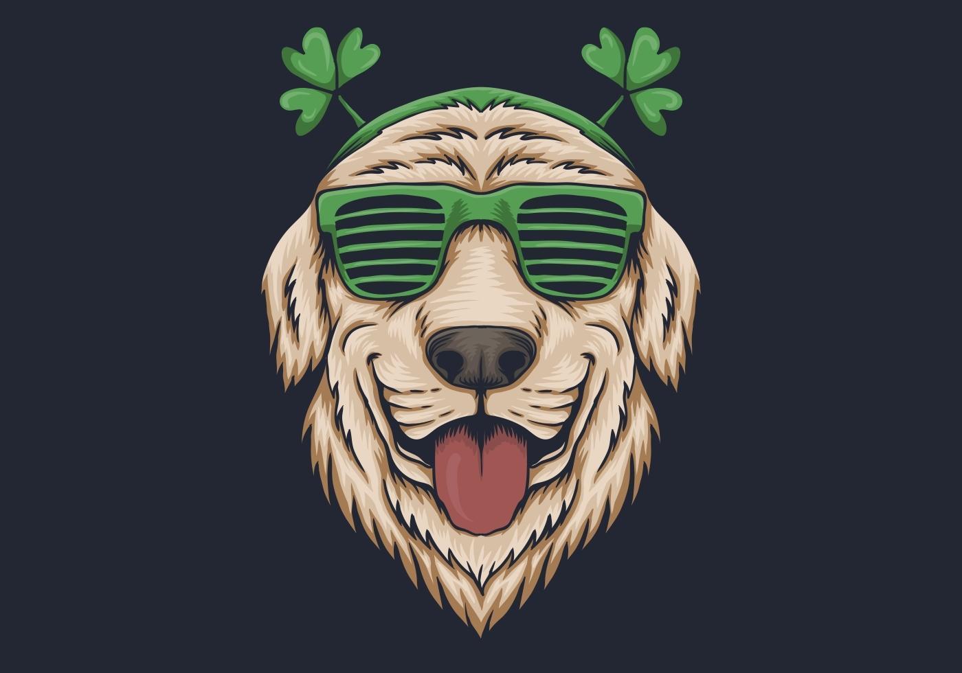 Hundhuvud med solglasögon St. Patrick&#39;s design vektor