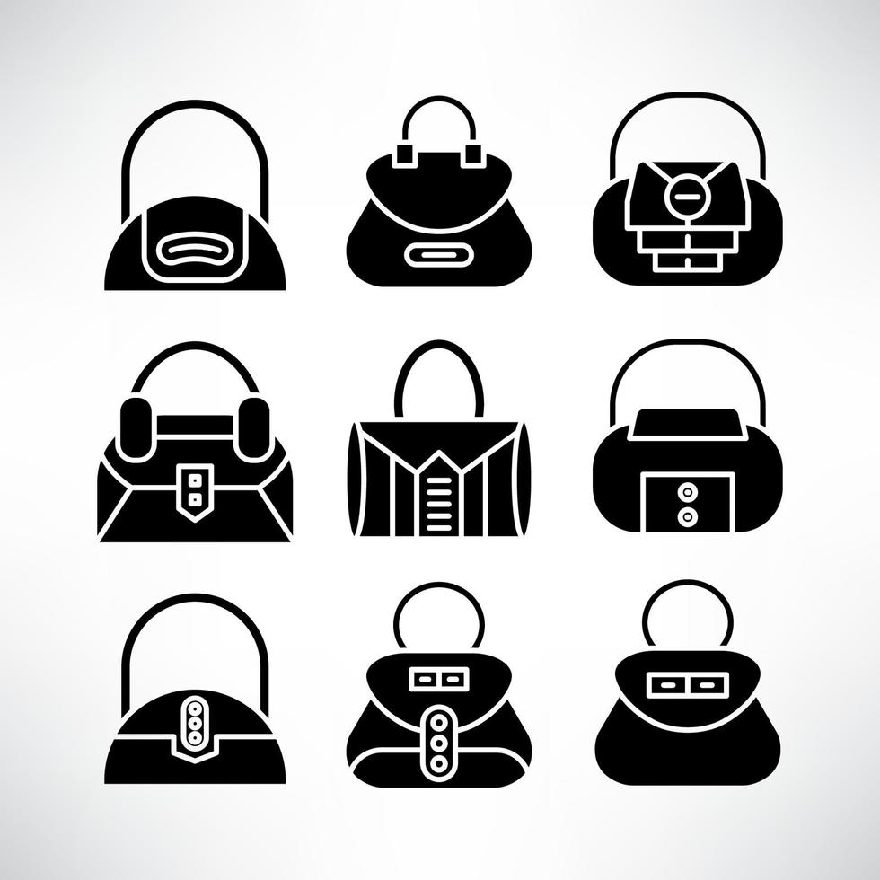Reihe von modischen Handtaschen-Symbolen vektor