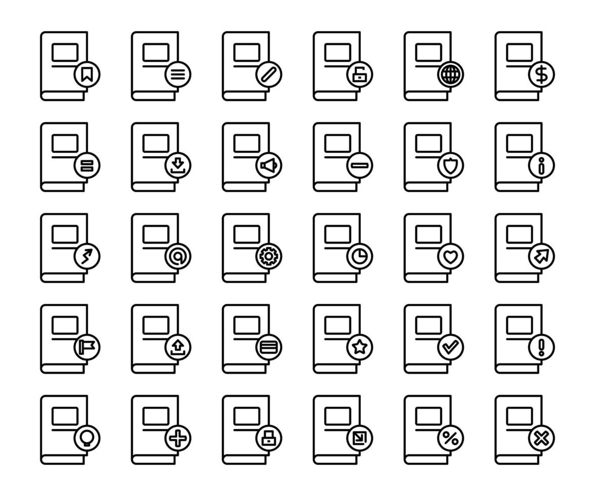 Buchzeilensymbole festgelegt vektor