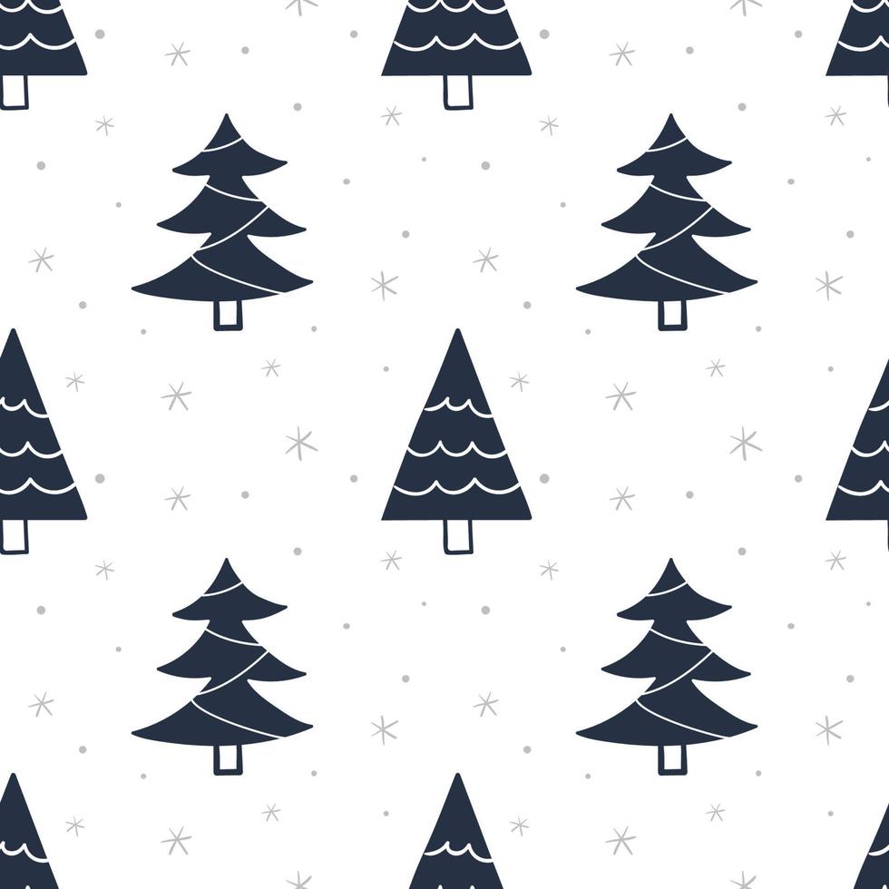 nahtloses Muster mit Weihnachtsbäumen. Hintergrund für Geschenkpapier, Grußkarten, Kleidung. vektor