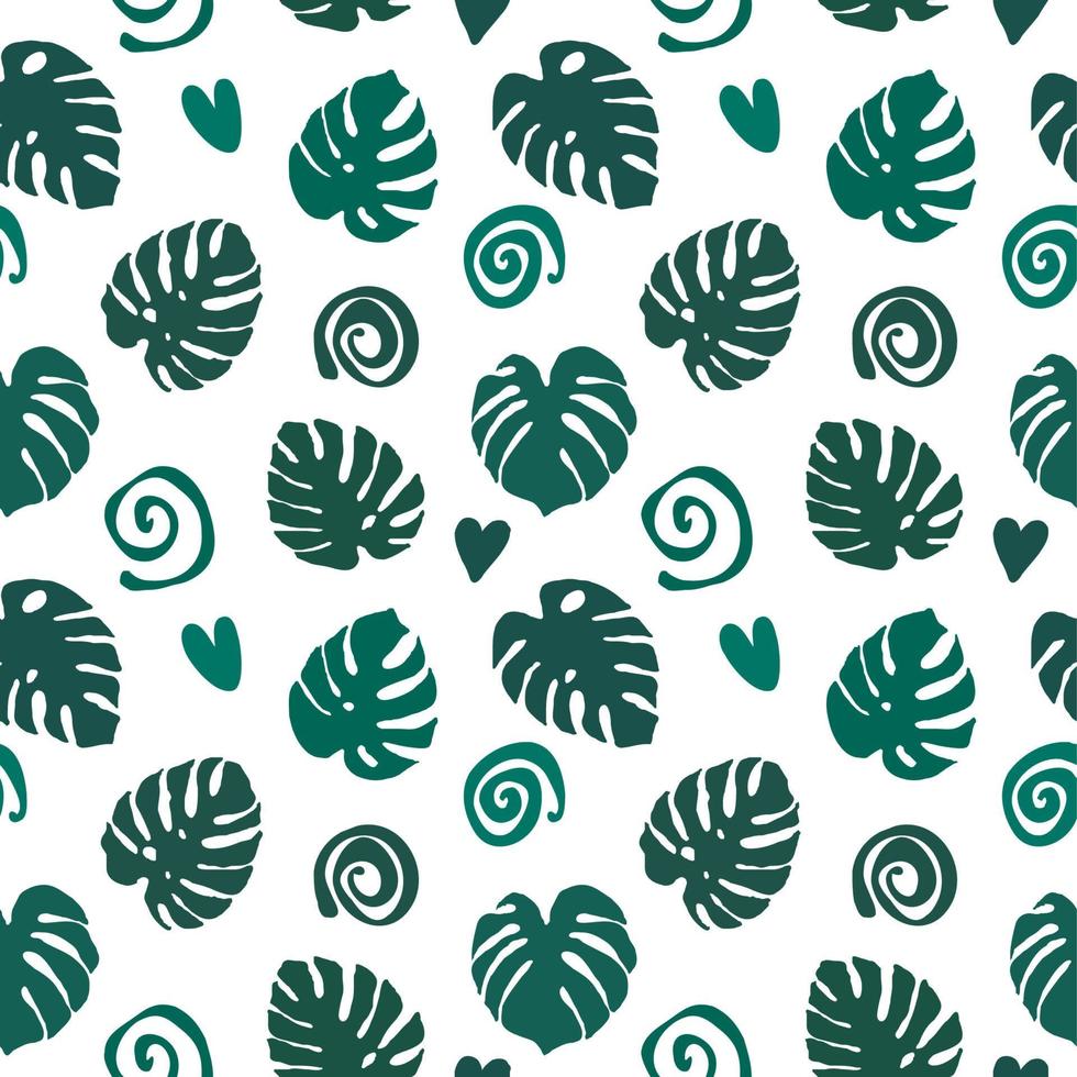 Nahtlose Textur aus grünen Monstera-Blättern, Laubmuster, natürlicher abstrakter Hintergrund vektor