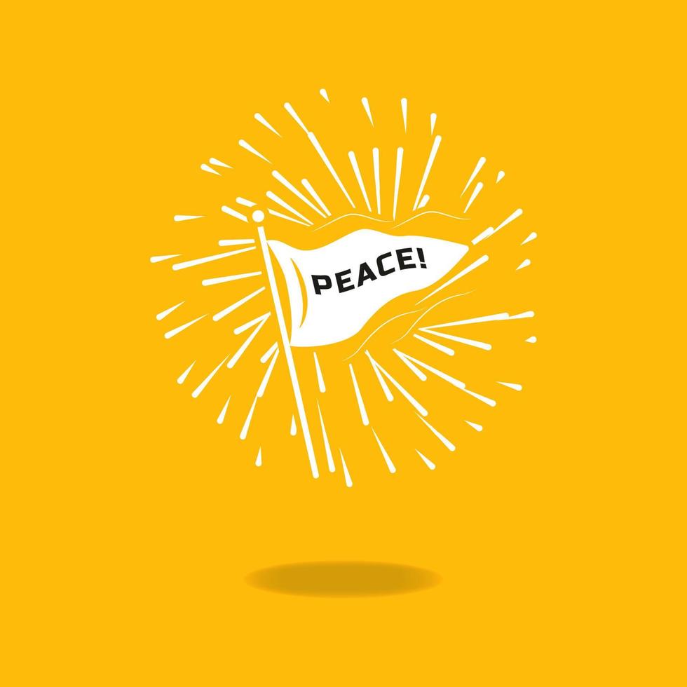 Peace-Schriftzug mit Sunburst-Design-Vektorillustration vektor