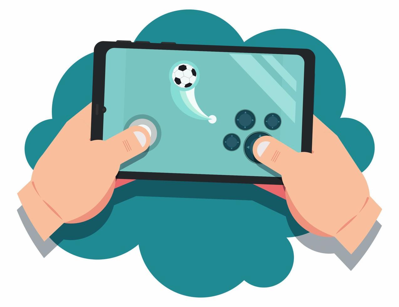 Hand, die Fußballspiel auf Smartphone-Vektorillustration spielt vektor