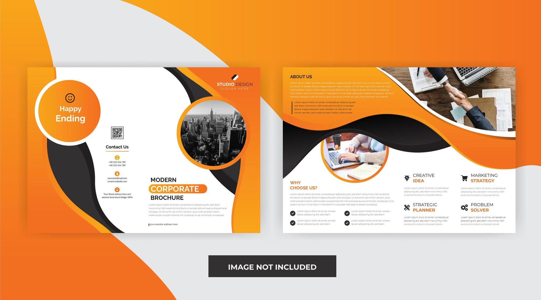 Orange Farbunternehmensgeschäfts-Broschüren-Schablonen-Design vektor