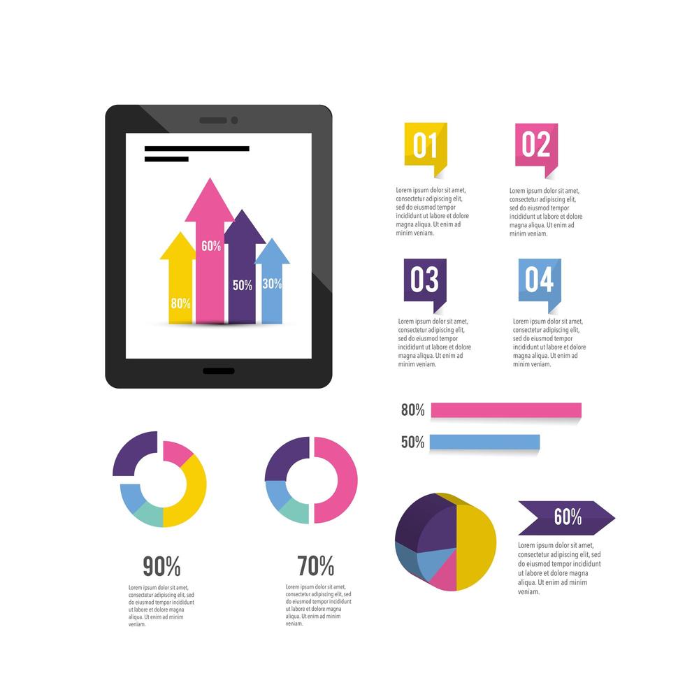 Tablet-Technologie mit Infografik Business-Diagramm vektor