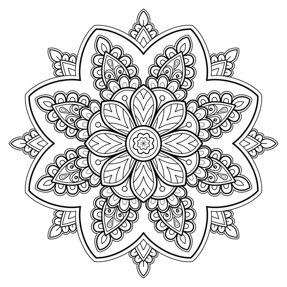 Vektor abstrakte Mandala-Muster. Kunst an der Wand. Malbuch Spitzenmuster das Tattoo. Design für ein Tapetenfarbenhemd und Fliesenaufkleberdesign, dekoratives Kreisornament im orientalischen Ethnostil