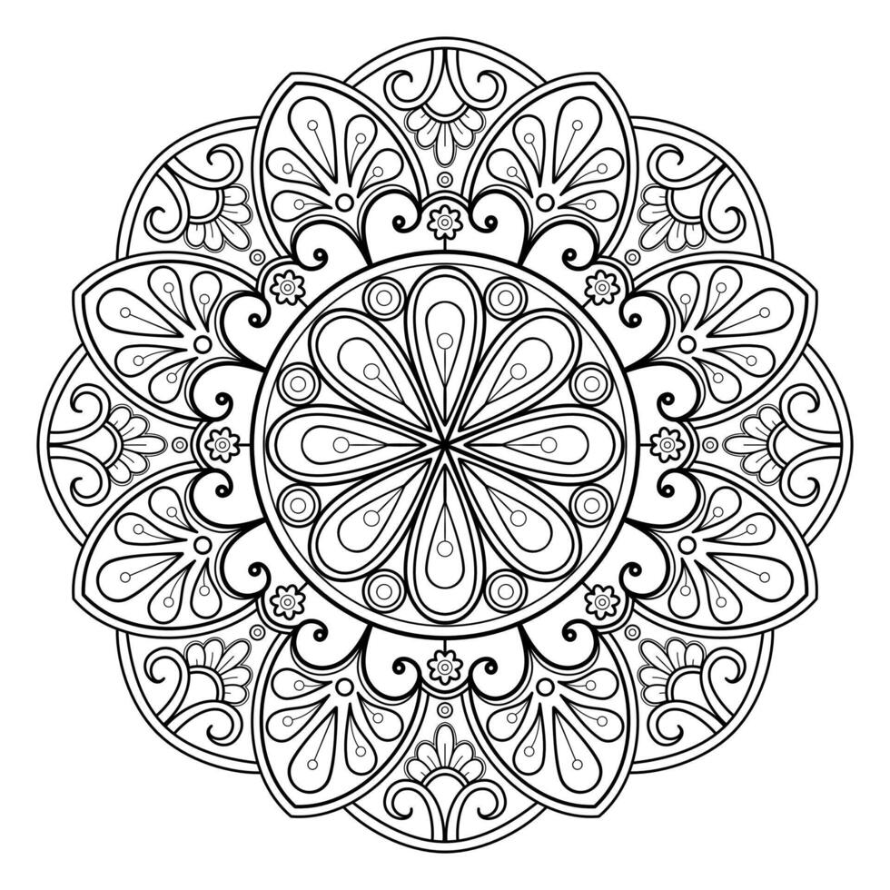 vektor abstrakt mandala mönster. konst på väggen. målarbok spetsmönster tatueringen. design för en tapetfärg skjorta och kakeldesign, dekorativ cirkelprydnad i etnisk orientalisk stil