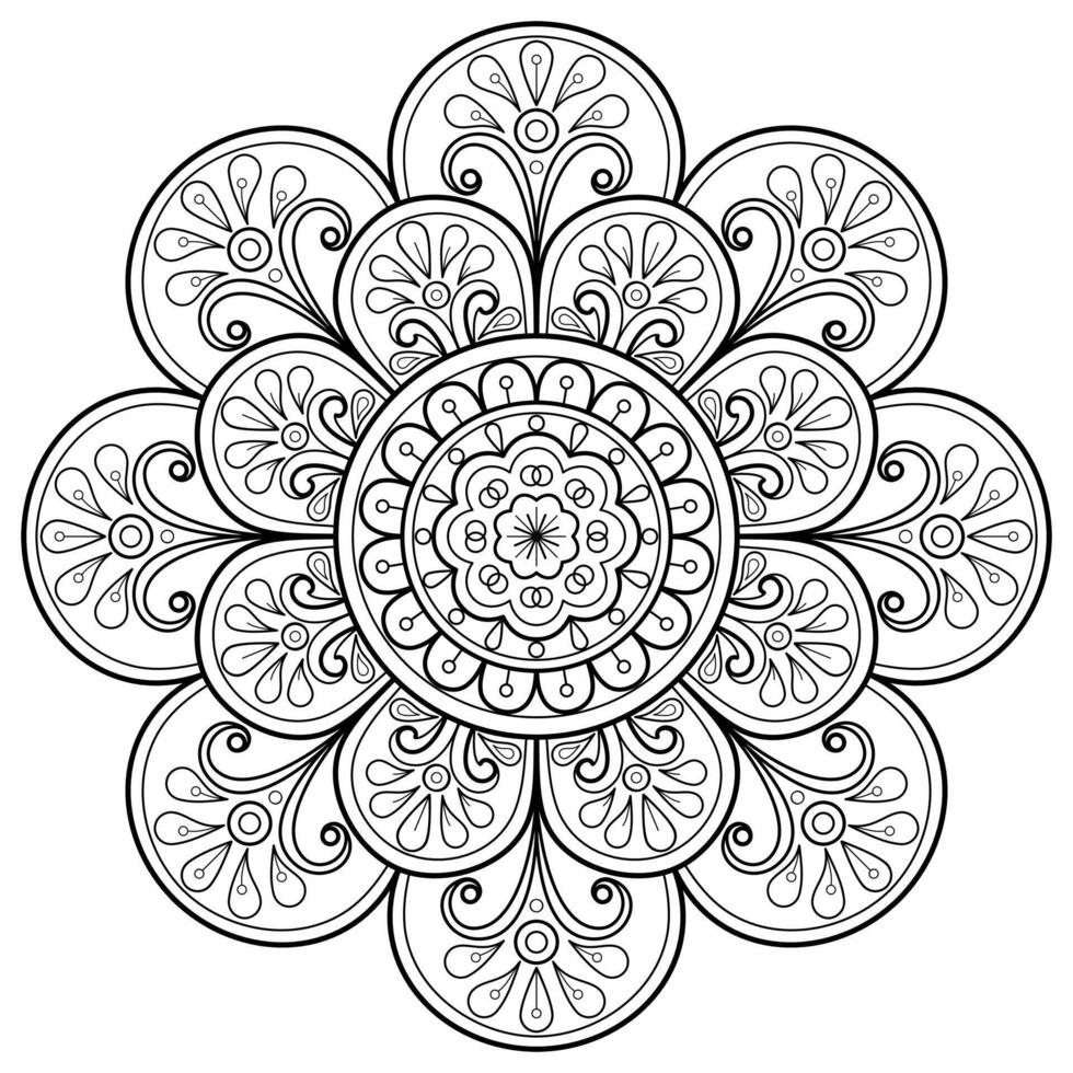 Vektor abstrakte Mandala-Muster. Kunst an der Wand. Malbuch Spitzenmuster das Tattoo. Design für ein Tapetenfarbenhemd und Fliesenaufkleberdesign, dekoratives Kreisornament im orientalischen Ethnostil