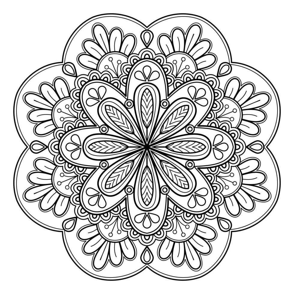 Vektor abstrakte Mandala-Muster. Kunst an der Wand. Malbuch Spitzenmuster das Tattoo. Design für ein Tapetenfarbenhemd und Fliesenaufkleberdesign, dekoratives Kreisornament im orientalischen Ethnostil