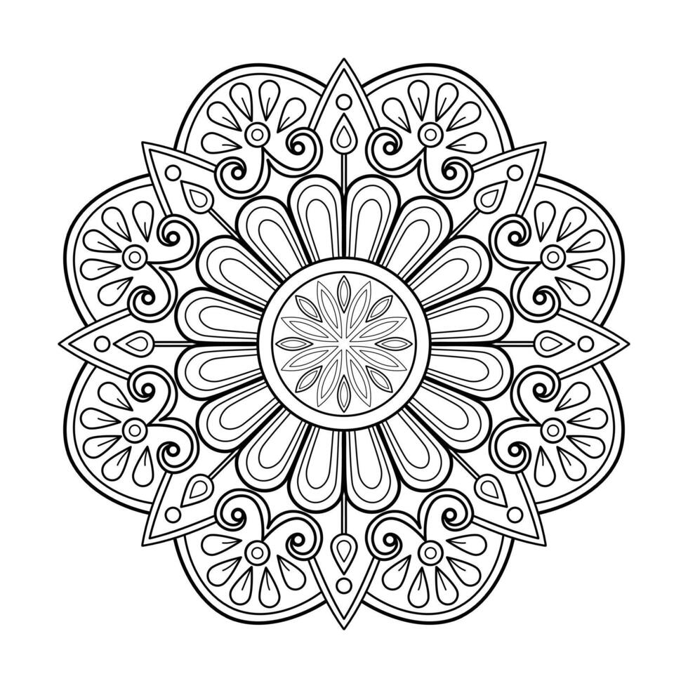 Vektor abstrakte Mandala-Muster. Kunst an der Wand. Malbuch Spitzenmuster das Tattoo. Design für ein Tapetenfarbenhemd und Fliesenaufkleberdesign, dekoratives Kreisornament im orientalischen Ethnostil