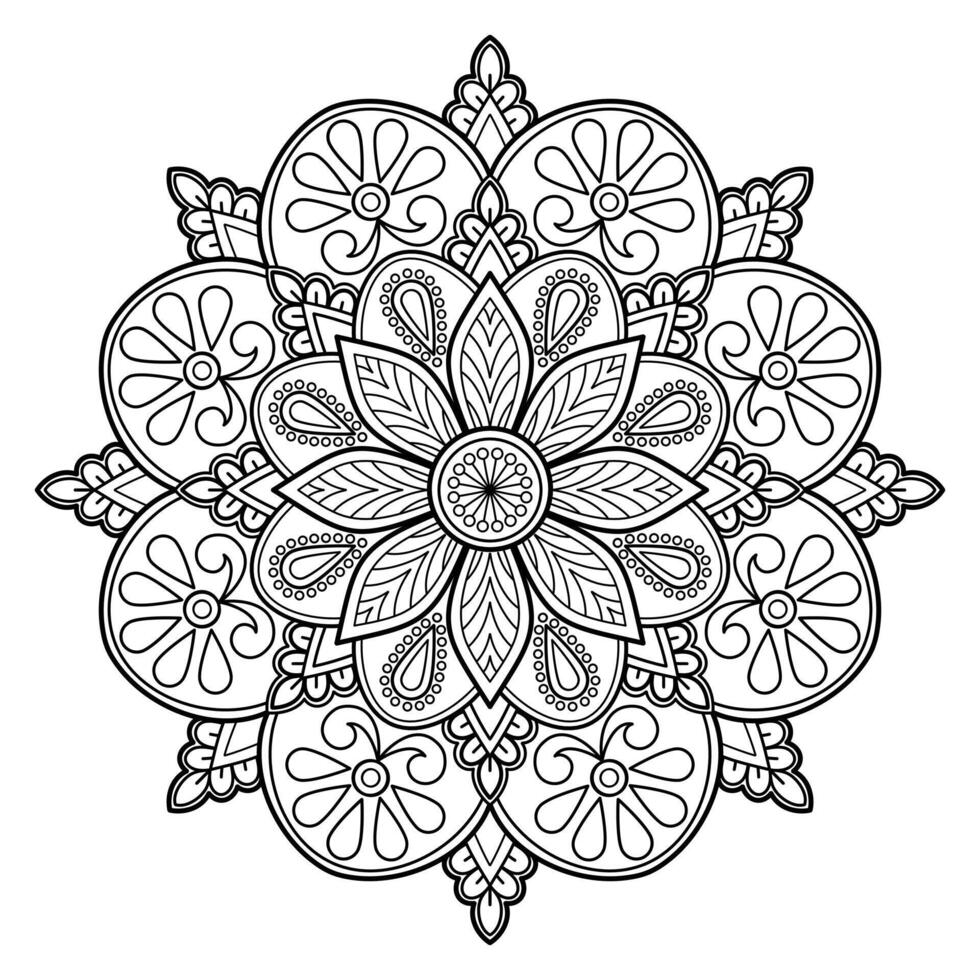 vektor abstrakt mandala mönster. konst på väggen. målarbok spetsmönster tatueringen. design för en tapetfärg skjorta och kakeldesign, dekorativ cirkelprydnad i etnisk orientalisk stil