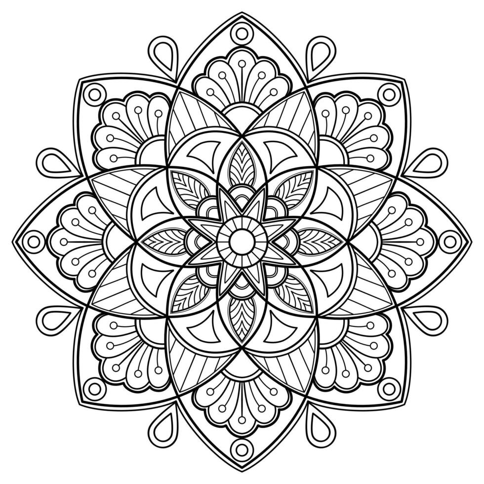 Vektor abstrakte Mandala-Muster. Kunst an der Wand. Malbuch Spitzenmuster das Tattoo. Design für ein Tapetenfarbenhemd und Fliesenaufkleberdesign, dekoratives Kreisornament im orientalischen Ethnostil