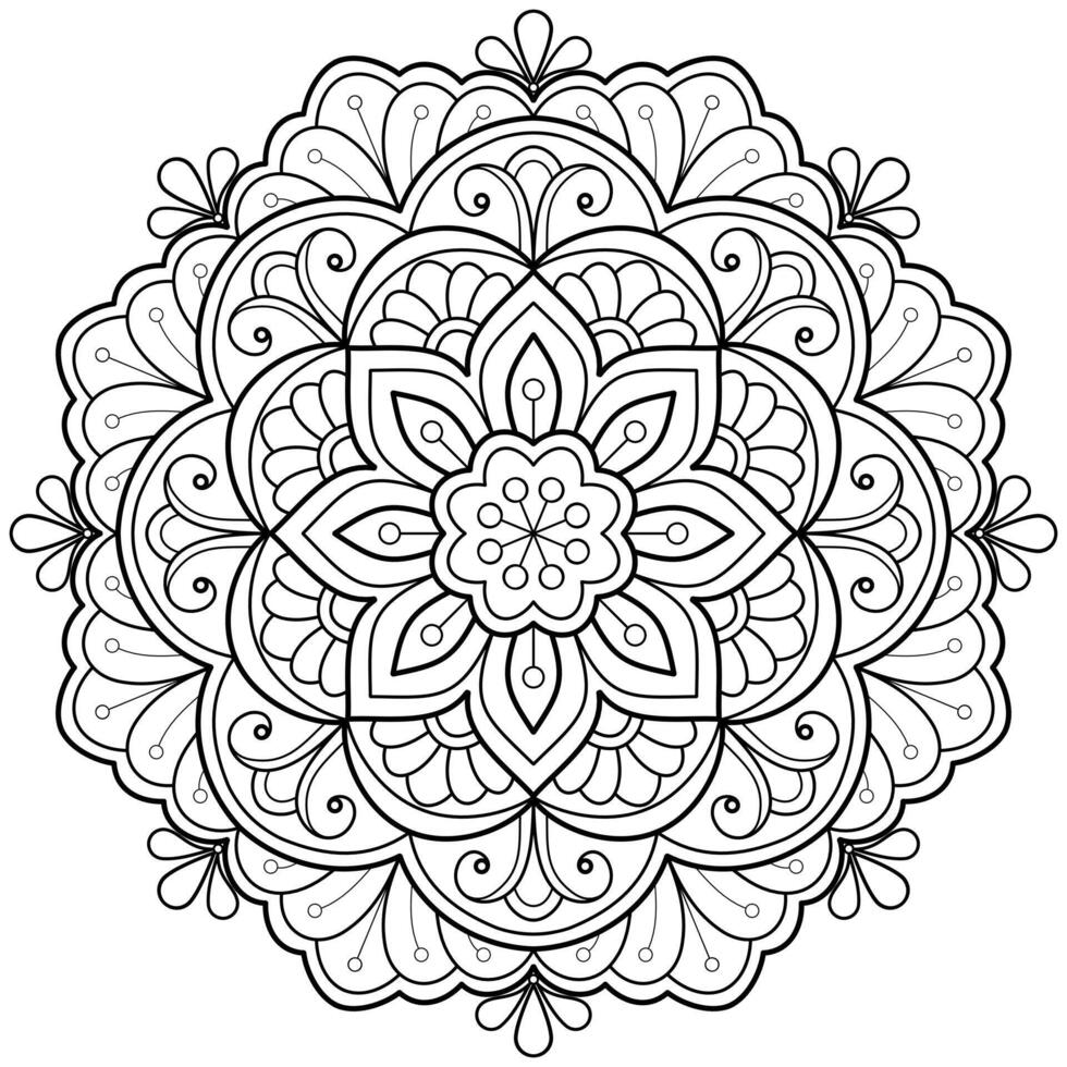 Vektor abstrakte Mandala-Muster. Kunst an der Wand. Malbuch Spitzenmuster das Tattoo. Design für ein Tapetenfarbenhemd und Fliesenaufkleberdesign, dekoratives Kreisornament im orientalischen Ethnostil