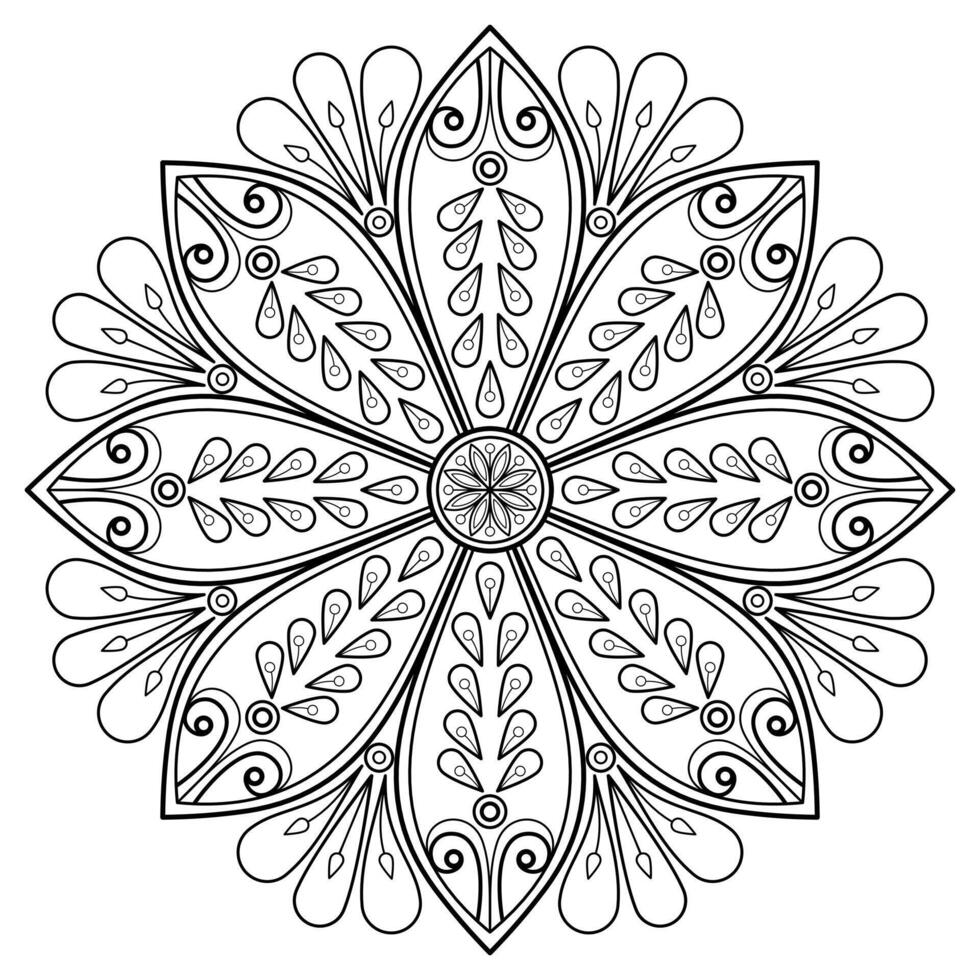 Vektor abstrakte Mandala-Muster. Kunst an der Wand. Malbuch Spitzenmuster das Tattoo. Design für ein Tapetenfarbenhemd und Fliesenaufkleberdesign, dekoratives Kreisornament im orientalischen Ethnostil