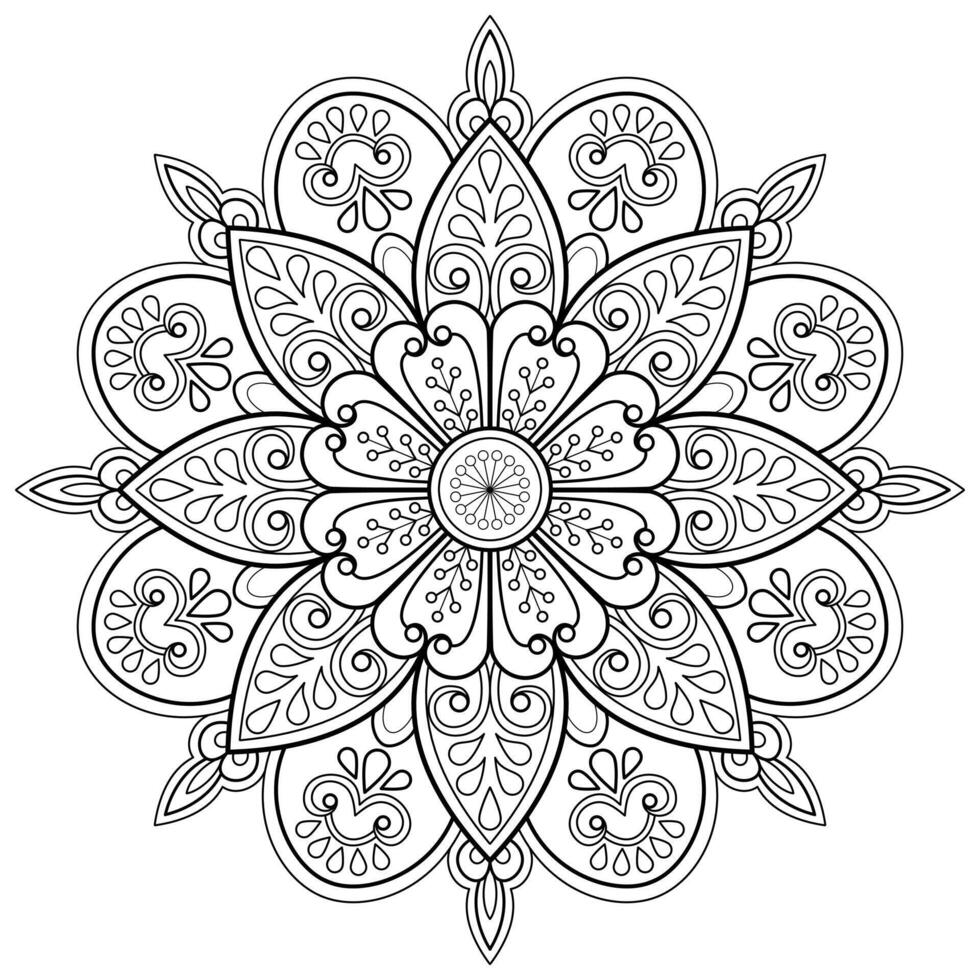 Vektor abstrakte Mandala-Muster. Kunst an der Wand. Malbuch Spitzenmuster das Tattoo. Design für ein Tapetenfarbenhemd und Fliesenaufkleberdesign, dekoratives Kreisornament im orientalischen Ethnostil