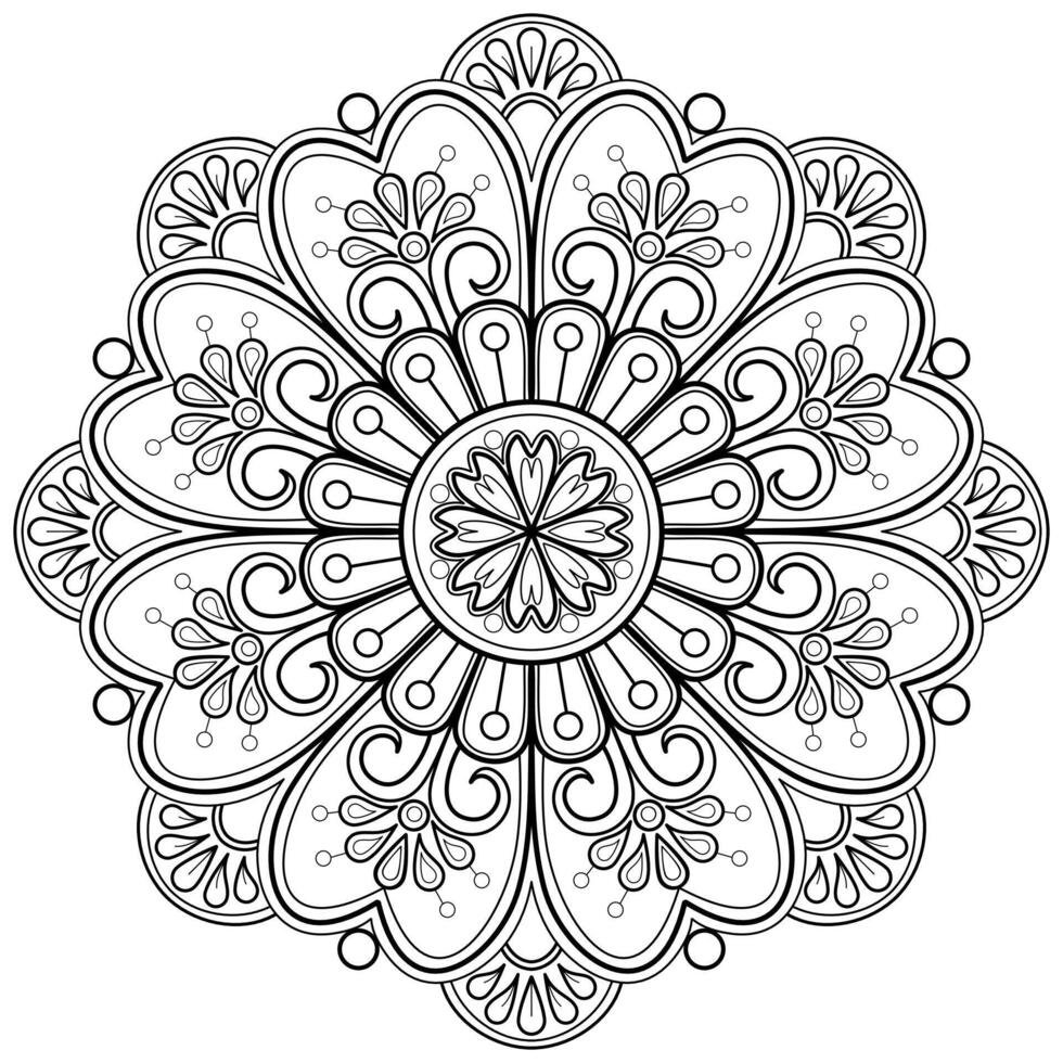 Vektor abstrakte Mandala-Muster. Kunst an der Wand. Malbuch Spitzenmuster das Tattoo. Design für ein Tapetenfarbenhemd und Fliesenaufkleberdesign, dekoratives Kreisornament im orientalischen Ethnostil