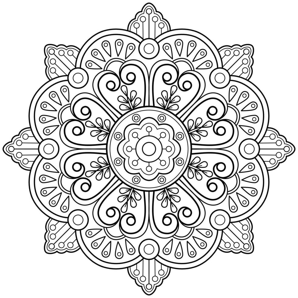 Vektor abstrakte Mandala-Muster. Kunst an der Wand. Malbuch Spitzenmuster das Tattoo. Design für ein Tapetenfarbenhemd und Fliesenaufkleberdesign, dekoratives Kreisornament im orientalischen Ethnostil