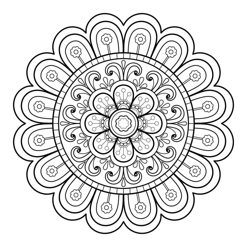 Vektor abstrakte Mandala-Muster. Kunst an der Wand. Malbuch Spitzenmuster das Tattoo. Design für ein Tapetenfarbenhemd und Fliesenaufkleberdesign, dekoratives Kreisornament im orientalischen Ethnostil