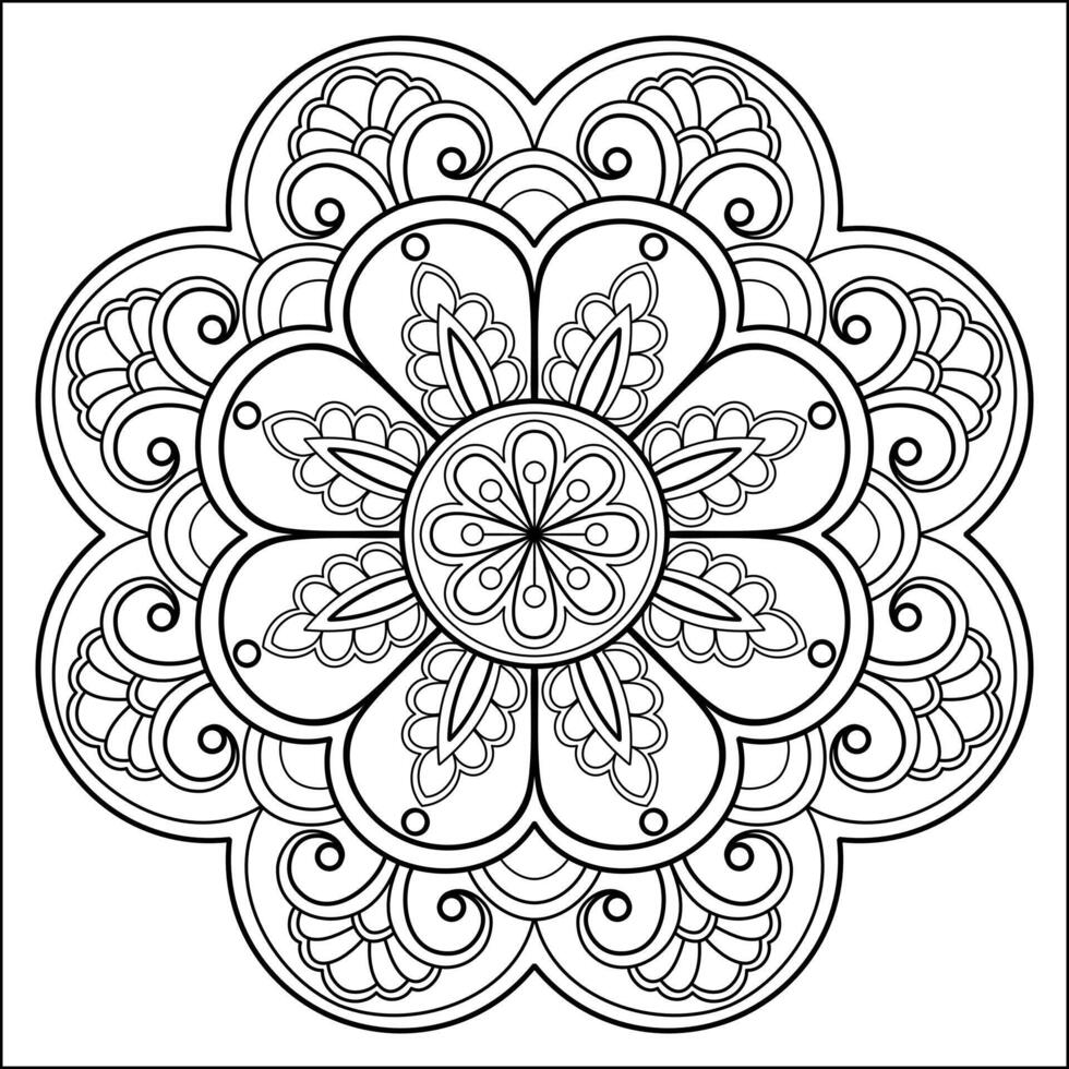 Vektor abstrakte Mandala-Muster. Kunst an der Wand. Malbuch Spitzenmuster das Tattoo. Design für ein Tapetenfarbenhemd und Fliesenaufkleberdesign, dekoratives Kreisornament im orientalischen Ethnostil