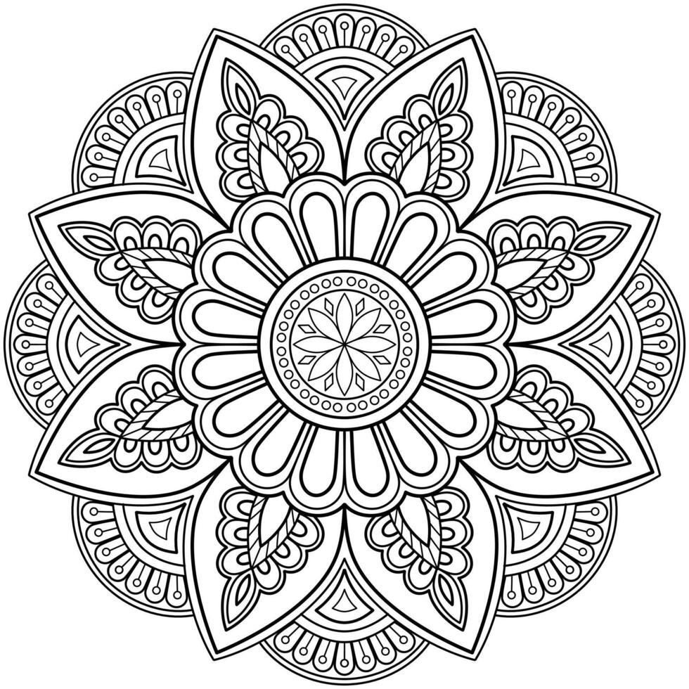 Vektor abstrakte Mandala-Muster. Kunst an der Wand. Malbuch Spitzenmuster das Tattoo. Design für ein Tapetenfarbenhemd und Fliesenaufkleberdesign, dekoratives Kreisornament im orientalischen Ethnostil