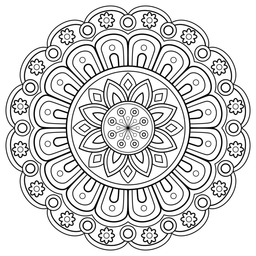 Vektor abstrakte Mandala-Muster. Kunst an der Wand. Malbuch Spitzenmuster das Tattoo. Design für ein Tapetenfarbenhemd und Fliesenaufkleberdesign, dekoratives Kreisornament im orientalischen Ethnostil