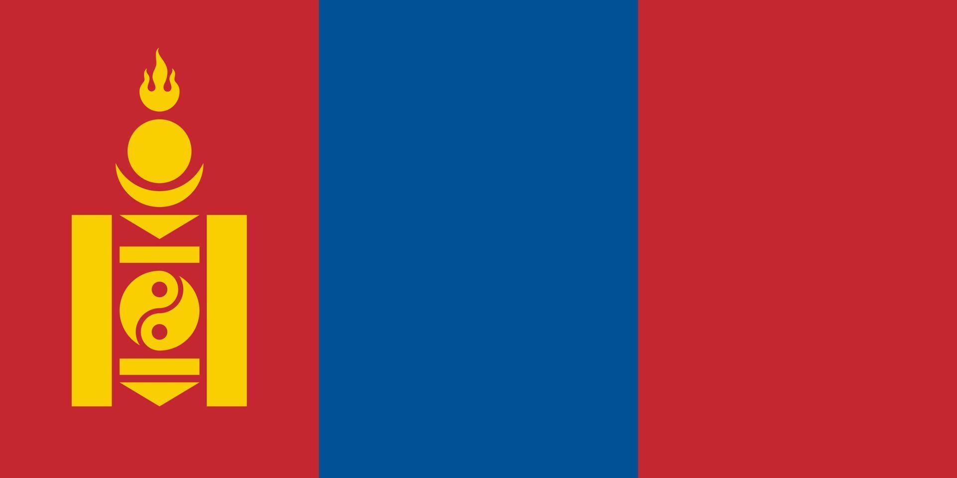 Mongoliets flagga standardstorlek i Asien. vektor illustration