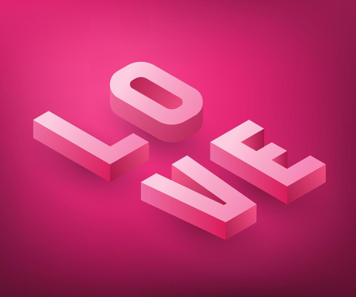 isometrisk kärlek textdesign. vektor illustration