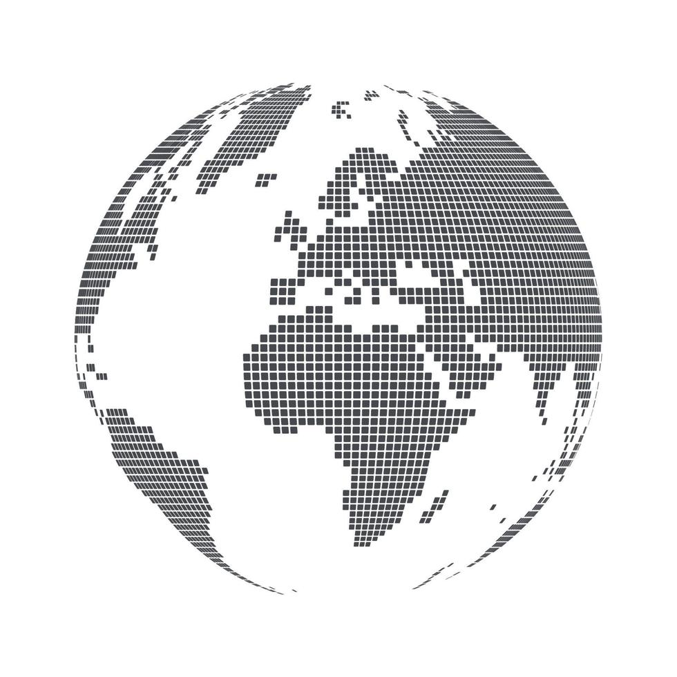 Globusform, Weltkarte mit quadratischen Punkten. Vektor-Illustration vektor