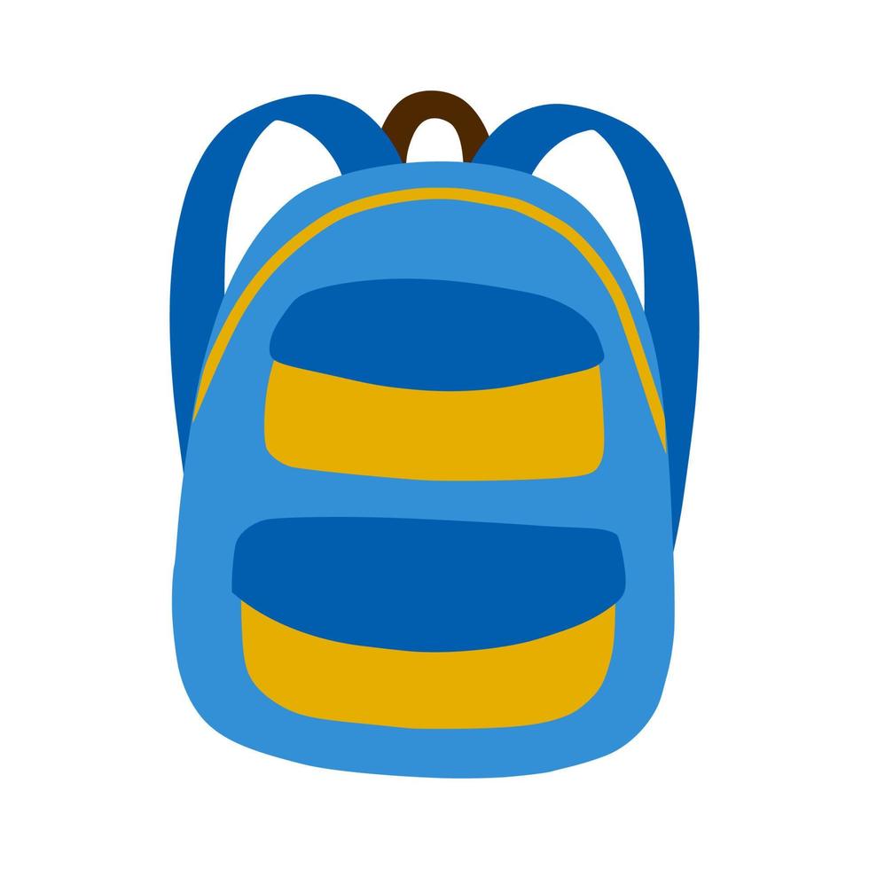 Schulrucksack im Doodle-Stil. Schulranzen mit Taschen. Hand gezeichnet und auf einem weißen Hintergrund isoliert. Farbvektorillustration. vektor