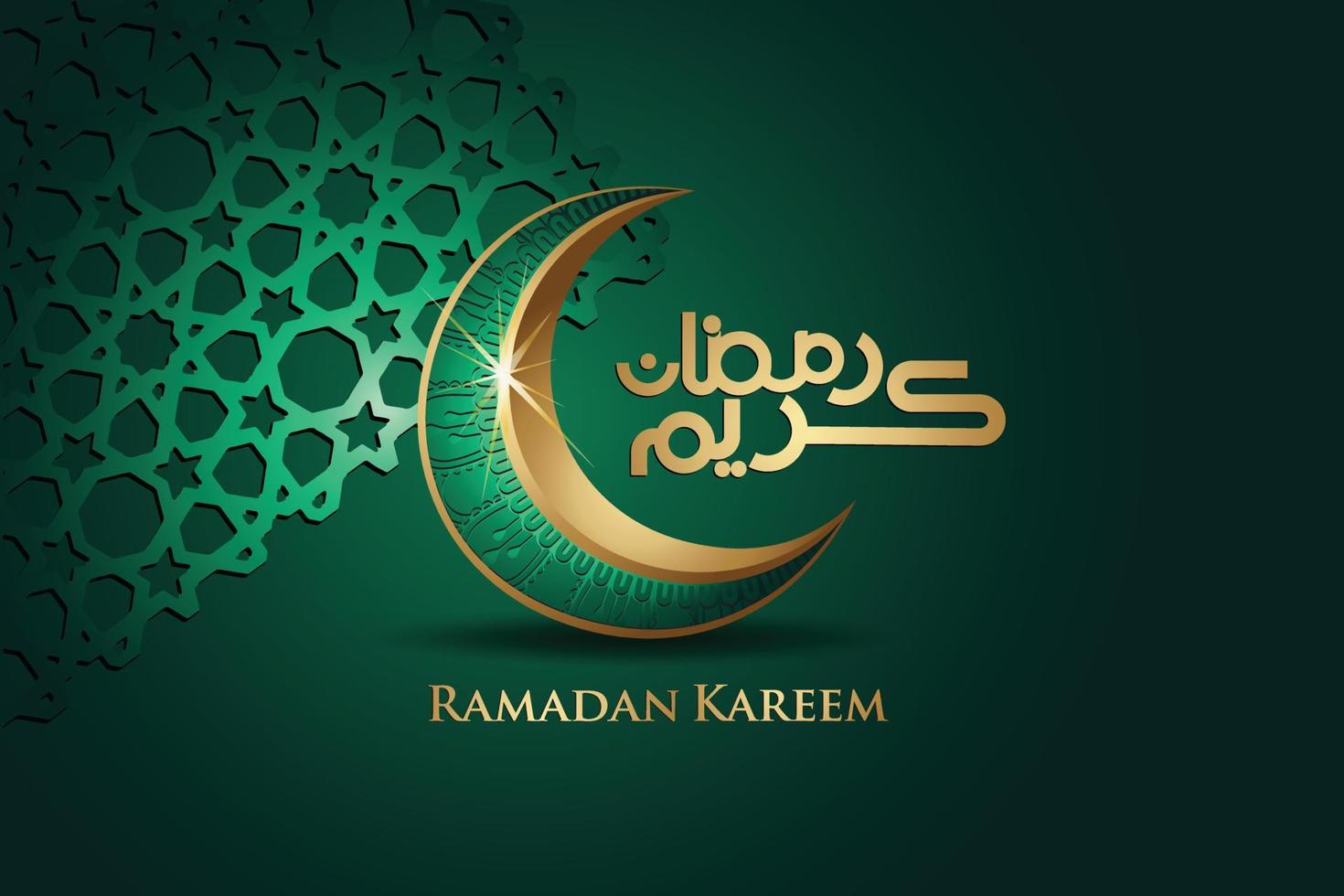 lyxig och elegant design ramadan kareem med arabisk kalligrafi, halvmåne och islamiska dekorativa färgglada detaljer av mosaik för islamisk greeting.vector illustration. vektor