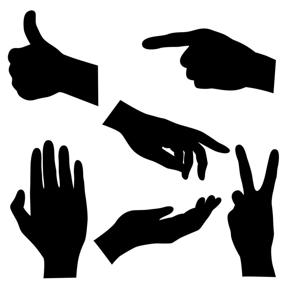 Set Knoblauch Hand Silhouetten Vektor-Illustration vektor
