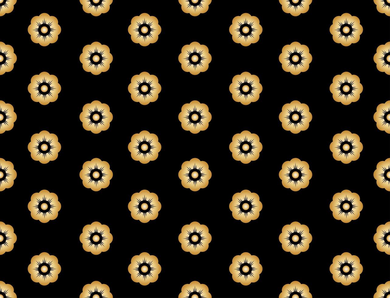 Nahtloses Muster goldener Kirschblüte-Blume auf Schwarzem vektor